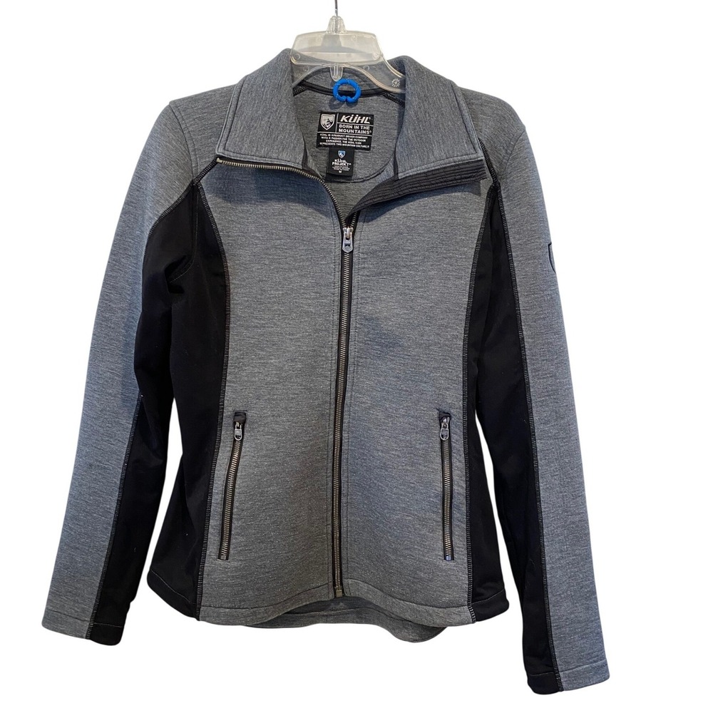 Kuhl Projekt Kestrel Womens‎ Medium Full Zip Jacket Grey Black Hiking Mock Neck